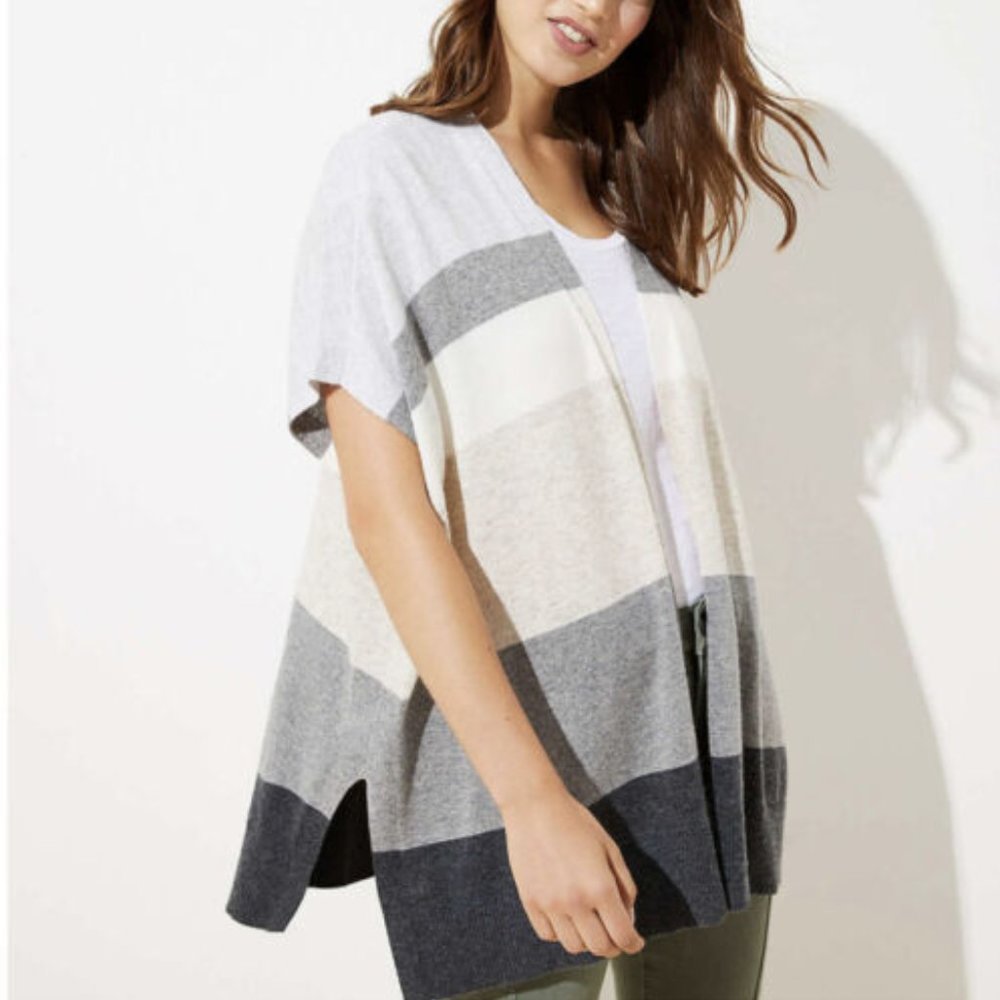NWT - Loft Striped Poncho Sweater - Short Sleeve Cape